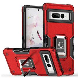 Military Grade Shockproof Hybrid Armor Case with Ring Grip for Google Pixel 7 Pro - Red