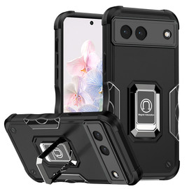 Military Grade Shockproof Hybrid Armor Case with Ring Grip for Google Pixel 7 - Black