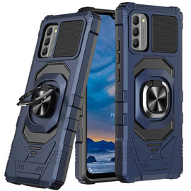 Robotic Series Dual Layer Hybrid Case with Ring Grip for Nokia G400 5G - Navy Blue