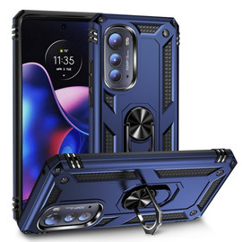 Military Grade Hybrid Case with Ring Grip for Motorola Edge 2022 - Navy Blue