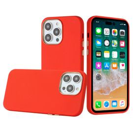 Soft Touch Dual-Layer Hybrid Case for iPhone 14 Pro Max - Red