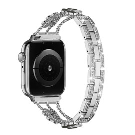 Heart Series Zinc Alloy Rhinestone Decor Bracelet Band for Apple Watch 41mm / 40mm / 38mm - Silver Black