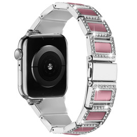 Opal Series Zinc Alloy Rhinestone Decor Bracelet Band for Apple Watch 49mm / 45mm / 44mm / 42mm - Silver Pink