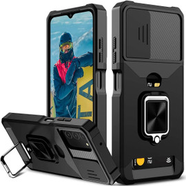 Military Grade All-In-One Ring Stand Card Case for Samsung Galaxy A03s - Black