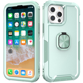 Military Grade TUFF Ultra Hybrid Case with Ring Grip for iPhone 14 Pro - Mint Green