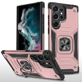 Robust Series Hybrid Case with Ring Grip for Samsung Galaxy S23 Ultra - Rose Gold