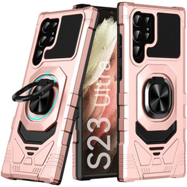 Robotic Series Hybrid Case with Ring Grip for Samsung Galaxy S23 Ultra - Rose Gold