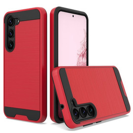 Brushed Textured Hybrid Case for Samsung Galaxy S23 - Red