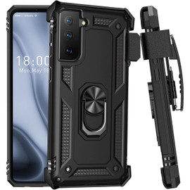Military Grade Hybrid Case with Belt Clip Holster for Samsung Galaxy S23 Plus - Black