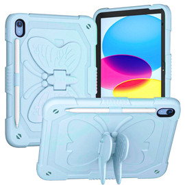 Butterfly Series Military Grade Shockproof Hybrid Case with Adjustable Wings for iPad (10th Generation) - Baby Blue