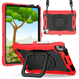 Military Grade Hybrid Armor Case with 360 Degree Rotation Kickstand for iPad (10th Generation) - Red Black