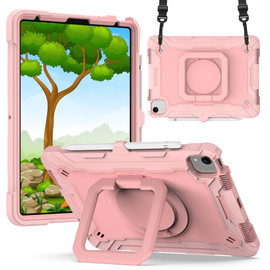 Military Grade Hybrid Armor Case with 360 Degree Rotation Kickstand for iPad (10th Generation) - Pink
