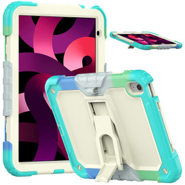 Military Grade Shockproof Rugged Hybrid Case with Kickstand for iPad (10th Generation) - Rainbow Blue