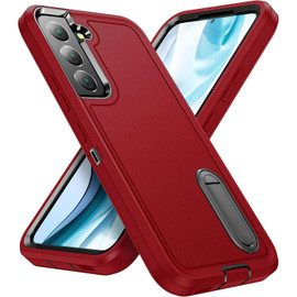 Military Grade TUFF Hybrid Armor Case with Kickstand for Samsung Galaxy S22 5G - Red