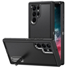 Military Grade TUFF Hybrid Armor Case with Kickstand for Samsung Galaxy S22 Ultra 5G - Black