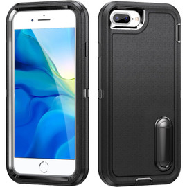 Military Grade TUFF Hybrid Armor Case with Kickstand for iPhone 8 Plus / 7 Plus - Black