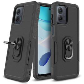Military Grade TUFF Shockproof Hybrid Armor Case with Ring Grip for Motorola Moto G Power 5G 2023 - Black