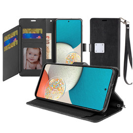 Extra Series Essential Leather Wallet Stand Case for Samsung Galaxy S23 Plus - Black