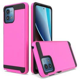 Brushed Textured Hybrid Armor Case for Motorola Moto G Stylus 5G 2023 - Hot Pink