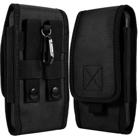 Nylon Holster Vertical Pouch for Phones with 6.5 inch and Above Screen Size - Black
