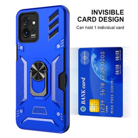 Tough Ring Grip Case with Card Slot for Motorola Moto G Stylus 5G 2023 - Blue