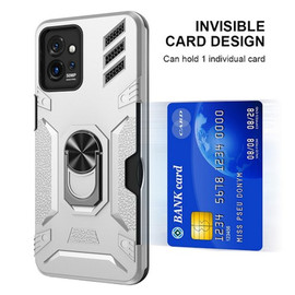 Tough Ring Grip Case with Card Slot for Motorola Moto G Power 5G 2023 - Sliver