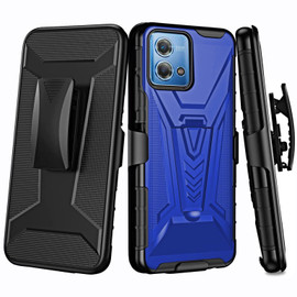 Designed for Moto G 5G 2024 Case with Belt Clip Holster & Kickstand, Screenless Dual-Layer Shockproof Phone Case - Black & Blue