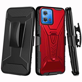 3-IN-1 Advanced Armor Hybrid Case with Belt Clip Holster for Motorola Moto G Power 5G 2023 - Red