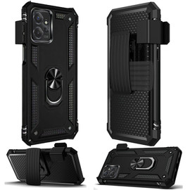 Military Grade Hybrid Case with Belt Clip Holster for Motorola Moto G Power 5G 2023 - Black
