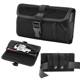 Tactical MOLLE Cell Phone Belt Pouch Holster (6.5 inch & Above Screen Size) - Black