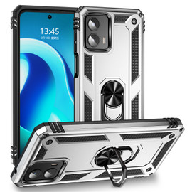 Military Grade Hybrid Case with Ring Grip for Motorola Moto G 5G 2023 - Silver