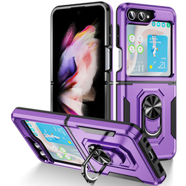 TUFF Shockproof Hybrid Armor Case with Ring Grip for Samsung Galaxy Z Flip 5 - Purple