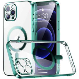 MagSafe Compatible Electroplated Transparent TPU Case for iPhone 15 - Green