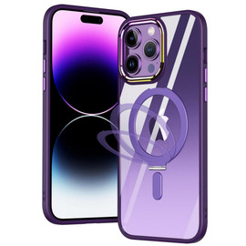 MagSafe Compatible Hybrid Case with Kickstand Ring Holder for iPhone 15 Pro Max - Purple