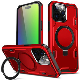 Advanced Armor Case with MagSafe Ring Stand for iPhone 15 Pro Max - Red