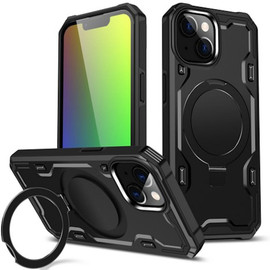 Advanced Armor Case with MagSafe Ring Stand for iPhone 15 Plus - Black