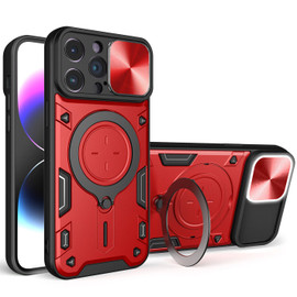 Elite Series Hybrid Case with MagSafe Ring Stand and Camera Lens Cover for iPhone 15 Pro Max - Red