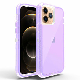 Military Grade Transparent Hybrid Case for iPhone 15 - Purple
