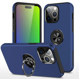 360 Rotating Ring Grip Hybrid Case for iPhone 15 Pro - Blue