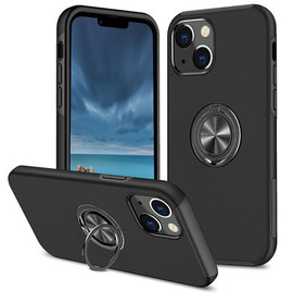 360 Rotating Ring Grip Hybrid Case for iPhone 15 Plus - Black