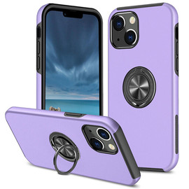 360 Rotating Ring Grip Hybrid Case for iPhone 15 Plus - Purple