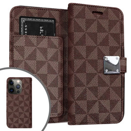 Extra Series Designer Leather Wallet Stand Case for iPhone 14 Pro - Brown