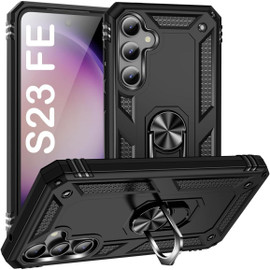 Military Grade Hybrid Case with Ring Grip for Samsung Galaxy S23 FE - Black