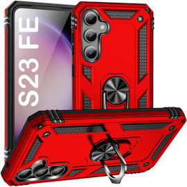 Military Grade Hybrid Case with Ring Grip for Samsung Galaxy S23 FE - Red