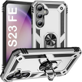 Military Grade Hybrid Case with Ring Grip for Samsung Galaxy S23 FE - Silver