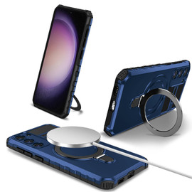 Hybrid Armor Case with MagSafe Magnetic Ring for Samsung Galaxy S23 FE - Blue