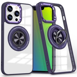 Tough Shield Crystal Case with MagSafe Ring Holder for iPhone 15 Pro - Purple