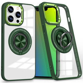 Tough Shield Crystal Case with MagSafe Ring Holder for iPhone 15 Pro - Green
