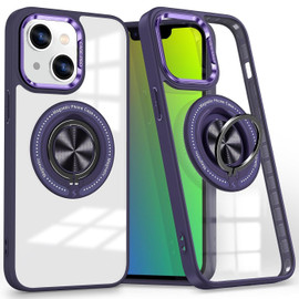Tough Shield Crystal Case with MagSafe Ring Holder for iPhone 15 - Purple