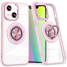 Tough Shield Crystal Case with MagSafe Ring Holder for iPhone 15 - Pink